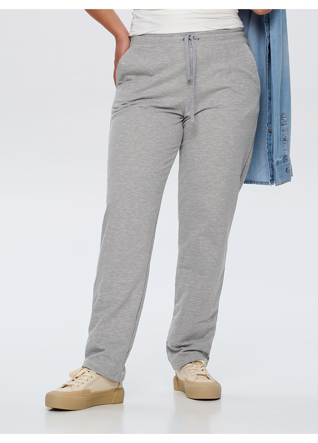 Штаны женские больших размеров в цвете серый меланж ТМ РОЗА Роза (364461086)