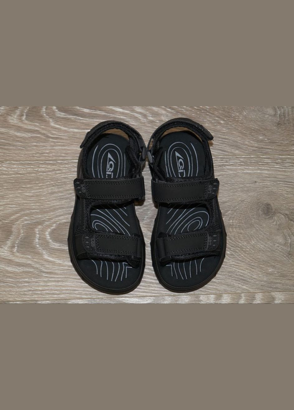 Черные повседневные, кэжуал сандалии детские на липучках черные LQD на липучке