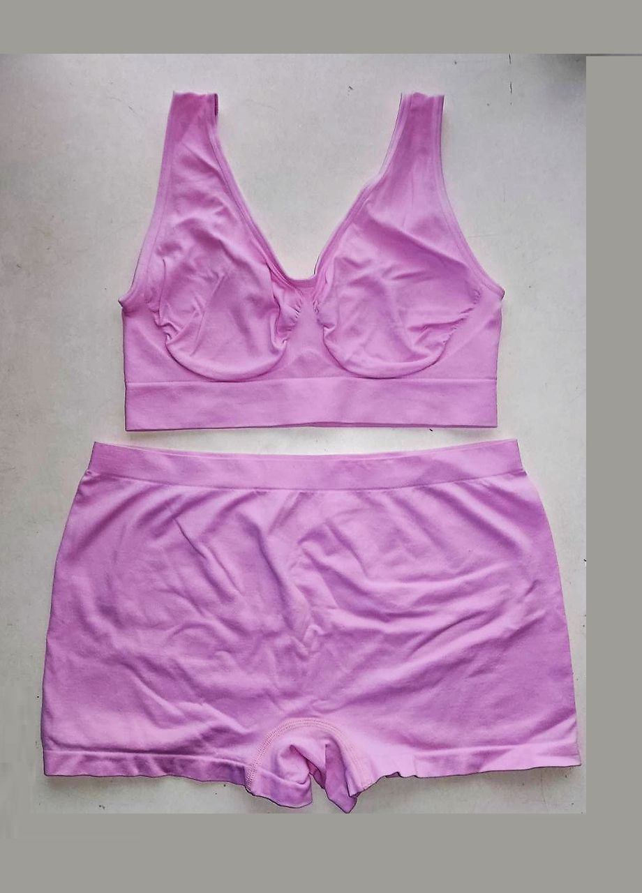 Розовый демисезонный комплект(топ+трусы) Lingerie