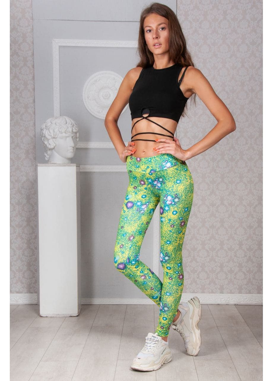Жіночі яскраві лосини мікродайвінг салатові спортивні легінси для фітнесу та активного відпочинку New Trend (304646809)