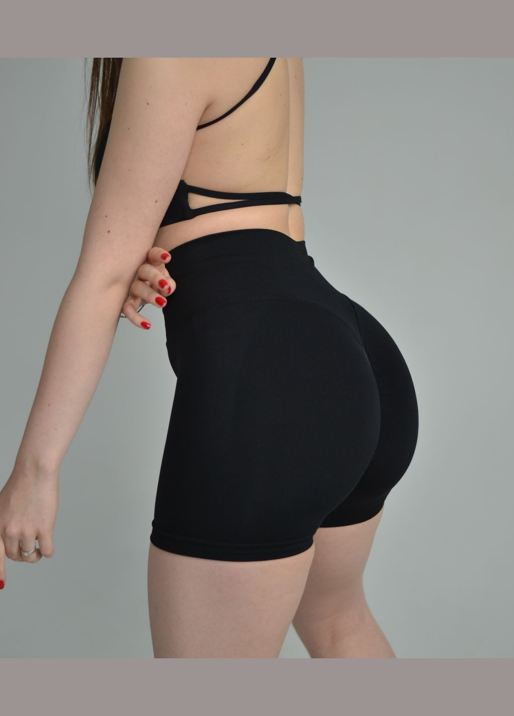 Шорты велосипедки женские для фитнеса пуш ап черные с утяжкой и высокой талией No Brand (335822547)