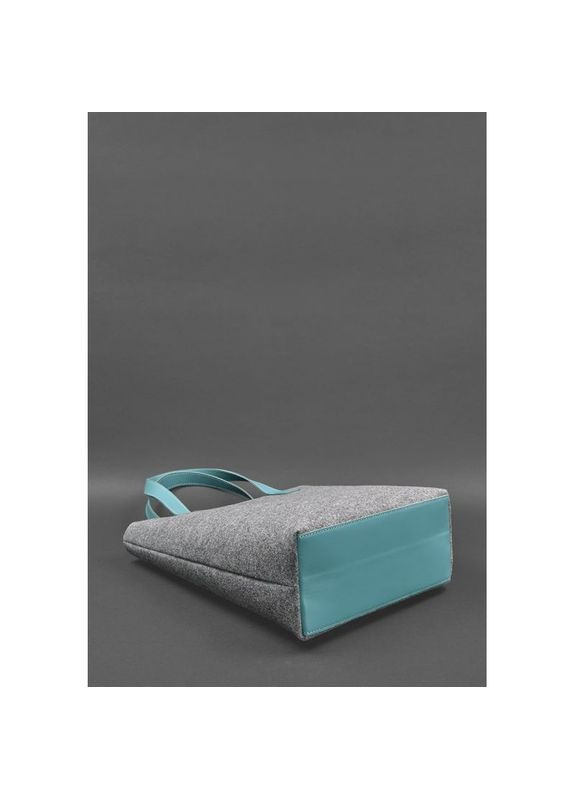 Фетровая сумка женская через плечо шоппер D.D. с кожаными бирюзовыми вставками BlankNote (302008002)