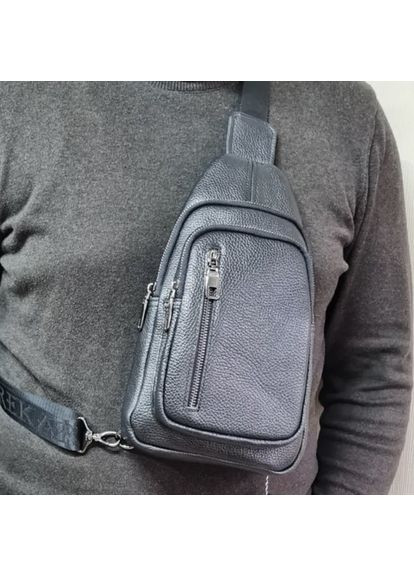 Сумка-слінг чоловіча чорна через плече з натуральної шкіри 68223 Tiding Bag (372792975)