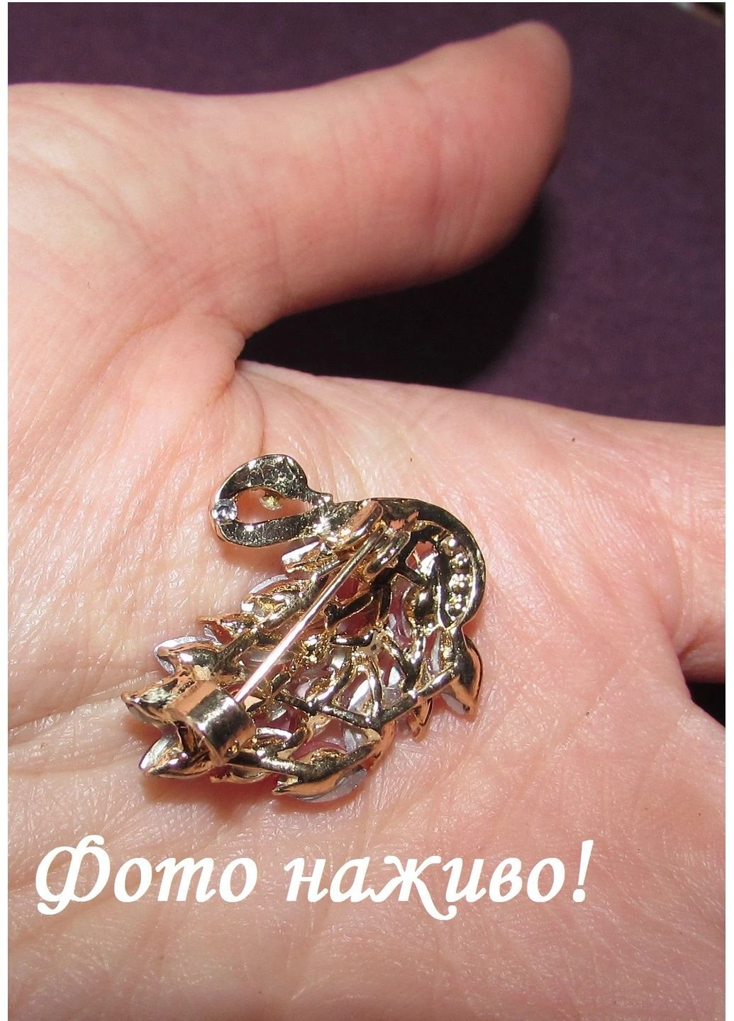 Брошка лебідь в стразах, 2148-1 No Brand (381386036)