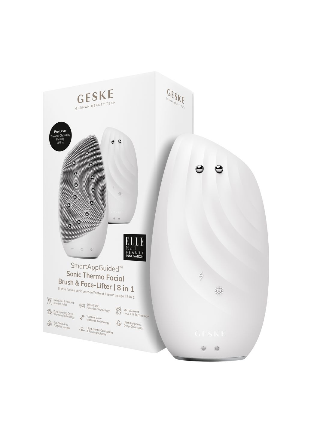 Очистительная щетка для лица Sonic Thermo Facial Brush&Face-Lifter 8в1 white GESKE (341525924)