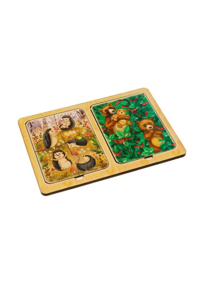 Деревянный пазл-вкладыш "Ежи и медведи" (ПСД186) PSD186 в рамке Ubumblebees (302010249)