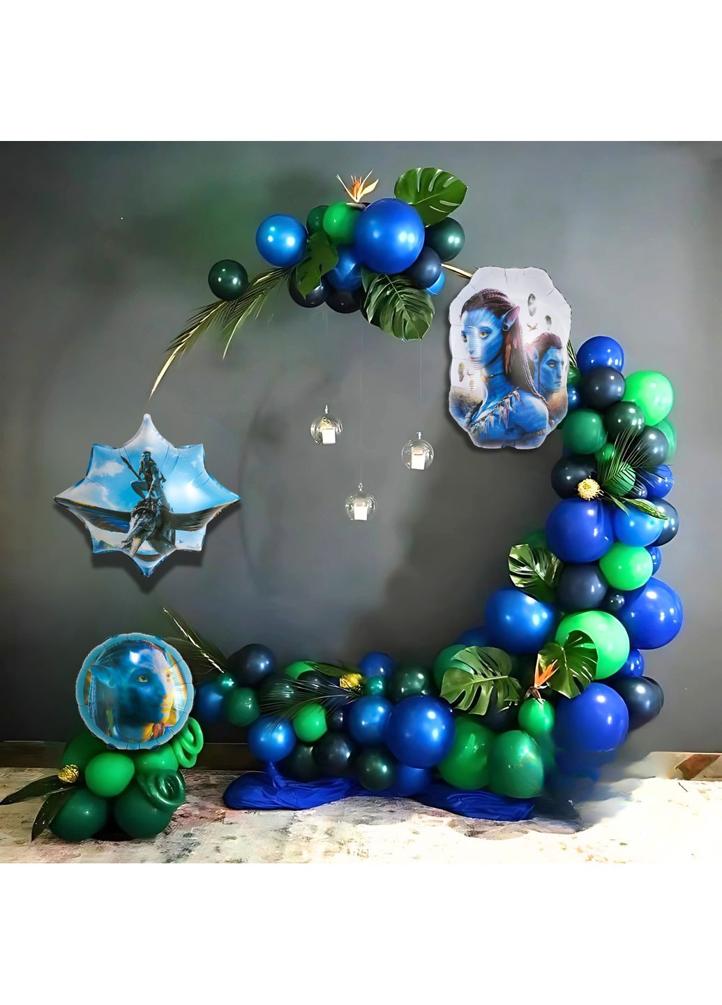 Набор 100 шаров для фотозоны без каркаса с листьями Аватар Сила небесных лесов Синий и зеленый No Brand (360559343)
