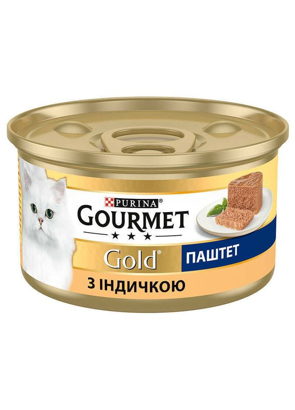 Консервований корм паштет з індичкою для дорослих котів Gold 85 г (7613031380992) Gourmet (327054344)