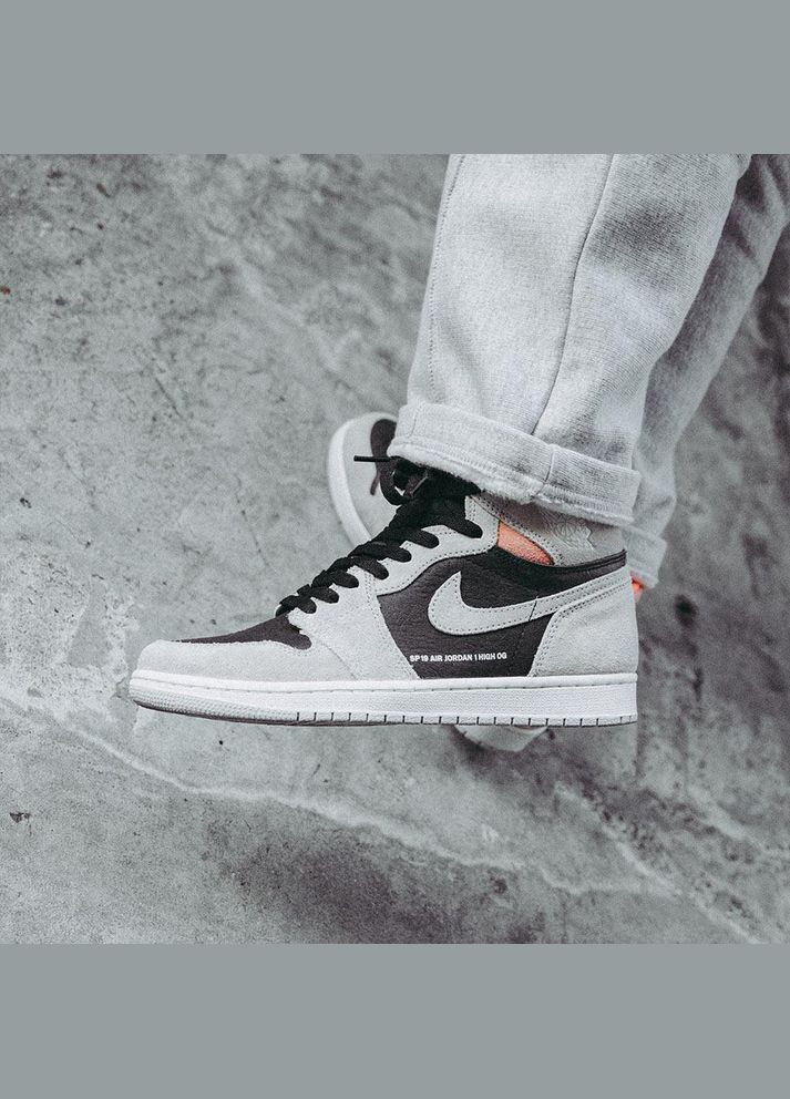 Черные всесезонные кроссовки air jordan 1 retro high neutral grey hyper crimson - 555088-018 38 Nike