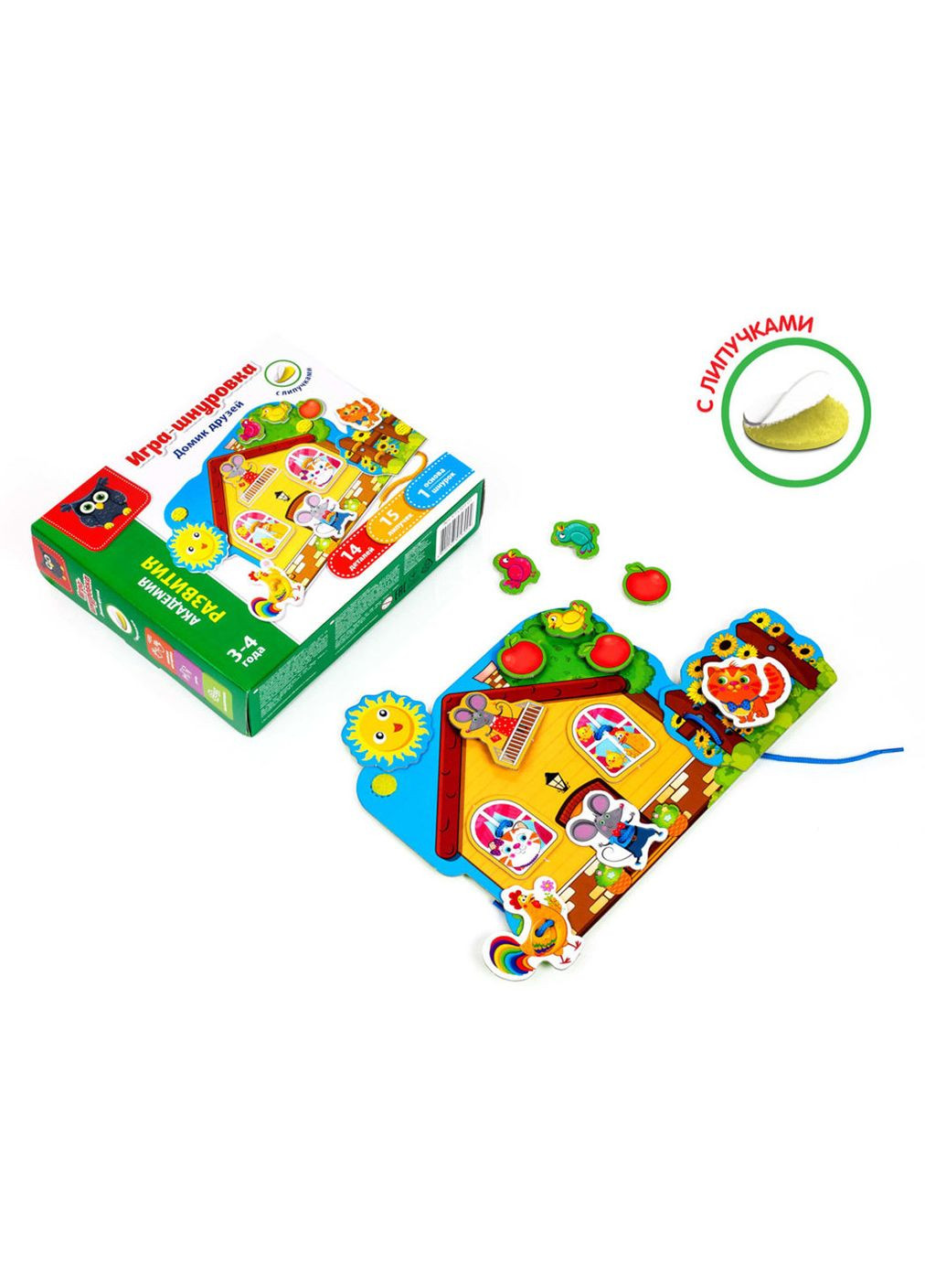 Гра-шнурівка з липучками. Будиночок друзів. VT5303-01 4820195056004 Vladi toys (372711515)