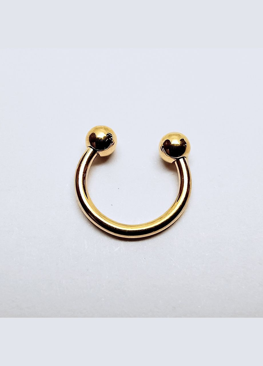 Сережка для пірсингу Циркуляр підкова з кульками з хірургічної сталі 316L для брів губ Золотистий 10 мм x 2.8 мм Finding (333707935)