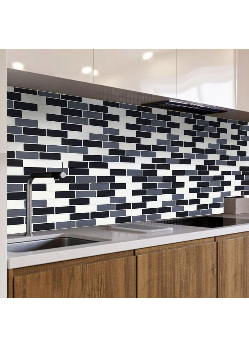 Самоклеюча поліуретанова плитка чорна сіра молочна цегла 305х305х1мм (D) SW-00001329 love-shopping Sticker Wall (354661024)