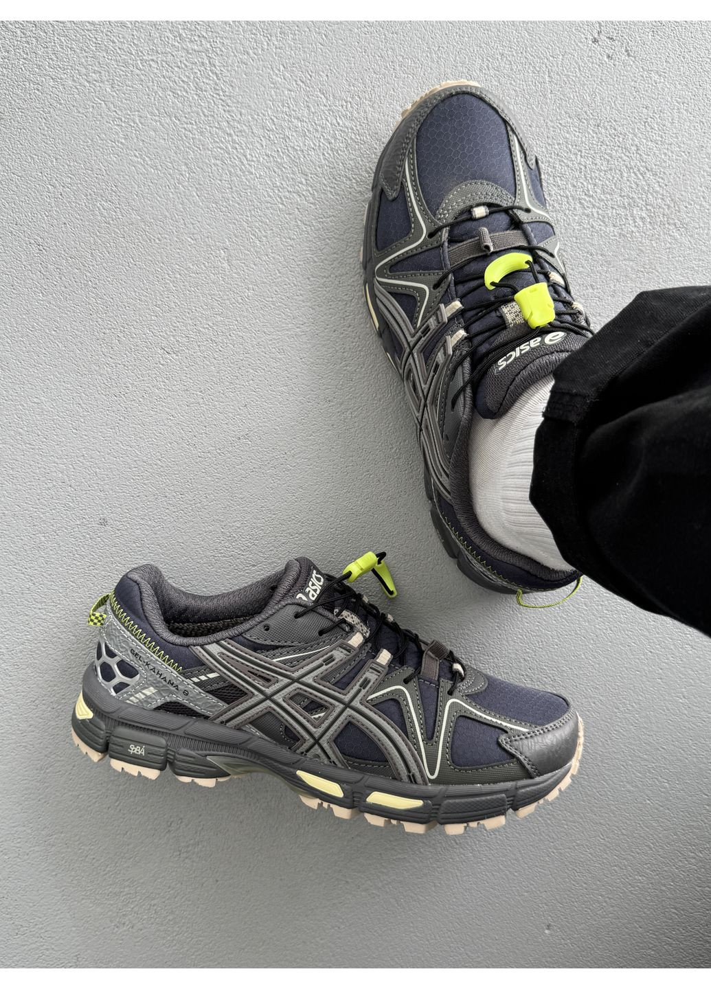 Темно-сірі Осінні кросівки чоловічі asics gel-kahana 8 gore-tex grey black green | асікс гель-кахана 8 темно-сірі No Brand