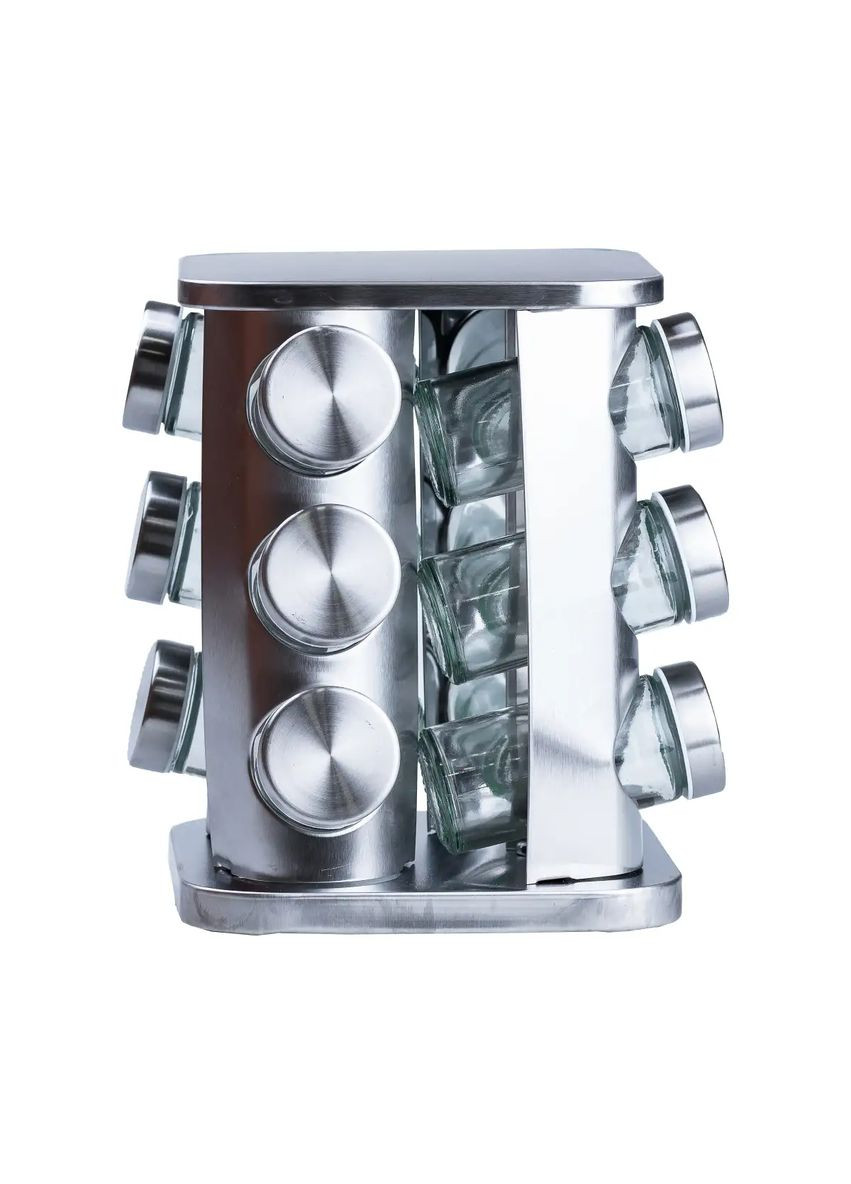 Набор емкостей для специй 12 баночек по 100 мл на металлической подставке, хром TS Kitchen (323160114)