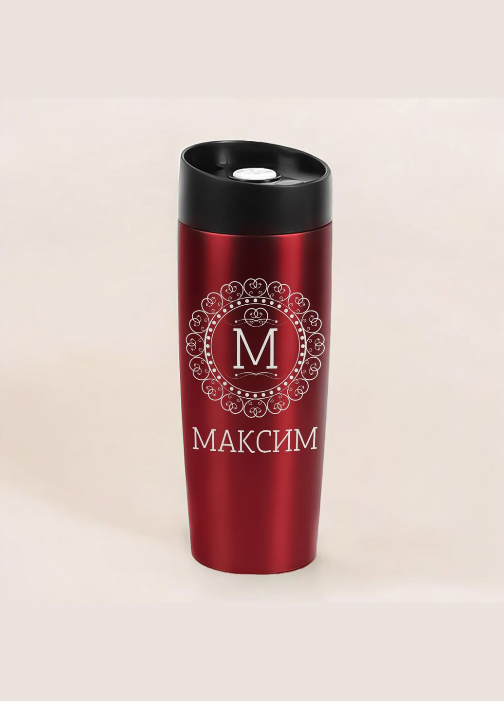 Термокружка "Именная", Красный, Деревянная подарочная коробка с гравировкой, 400 мл BeriDari (355372318)
