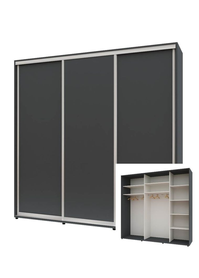 Шафа-купе тридверна 230*60*240 см Графіт 3 двері ДСП Стандарт Комфорт Меблі (360474466)