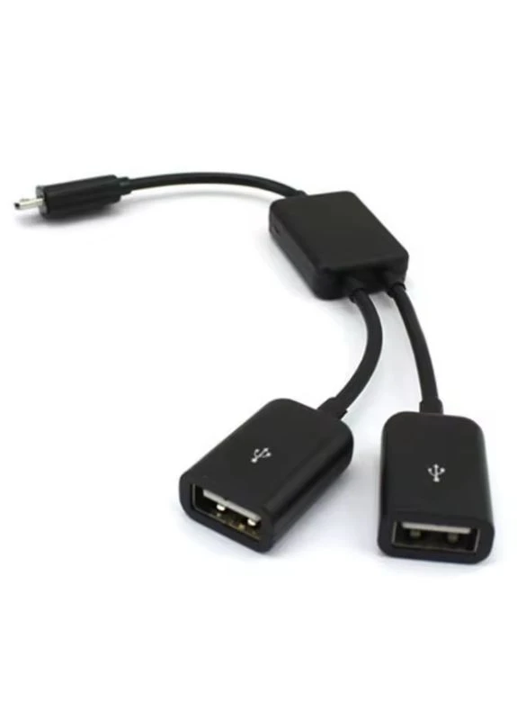 OTG хаб Micro USB на 2 USB з живленням для смартфона та планшета No Brand (388692028)