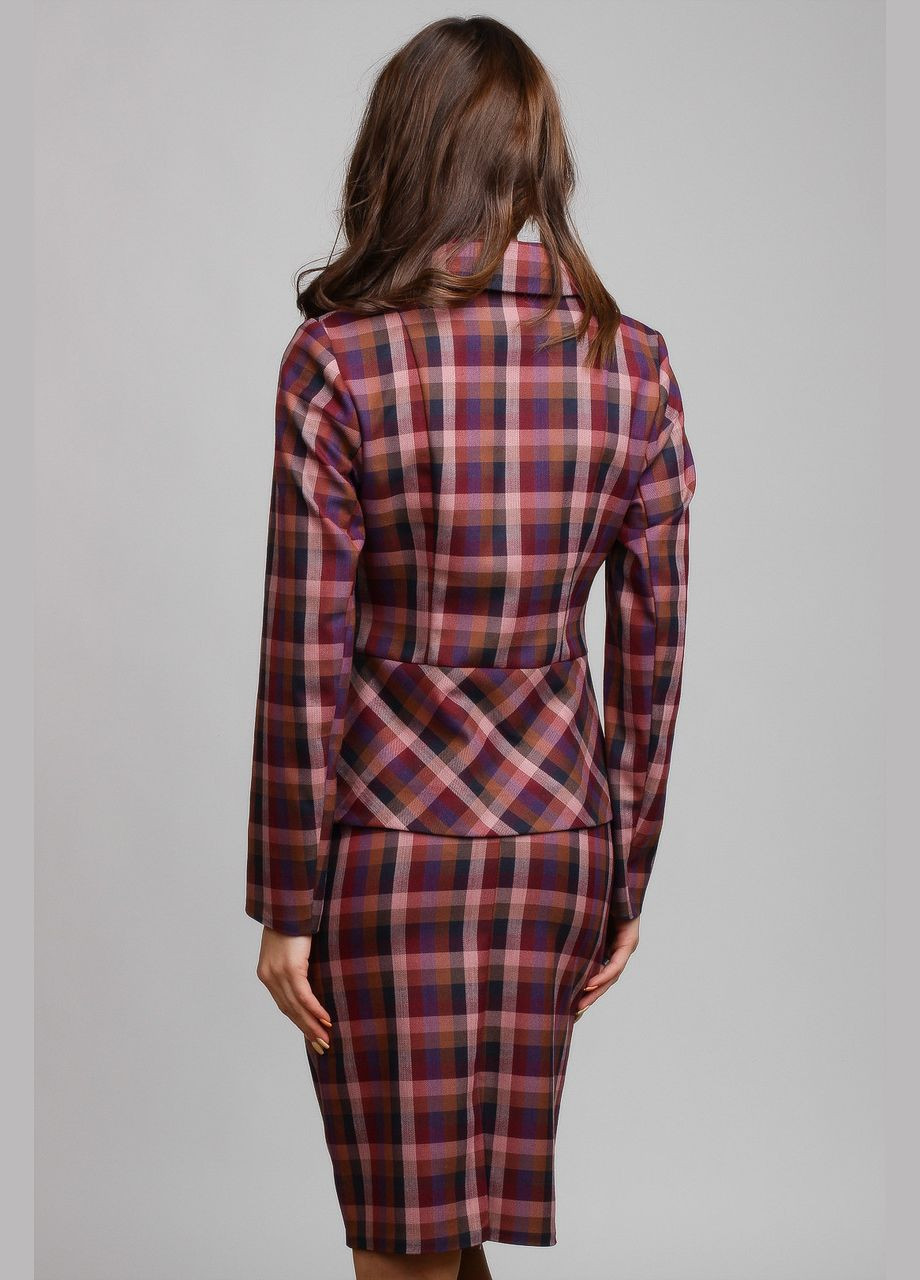 Цветной женский жакет в клетку с баской 2 Льва - демисезонный