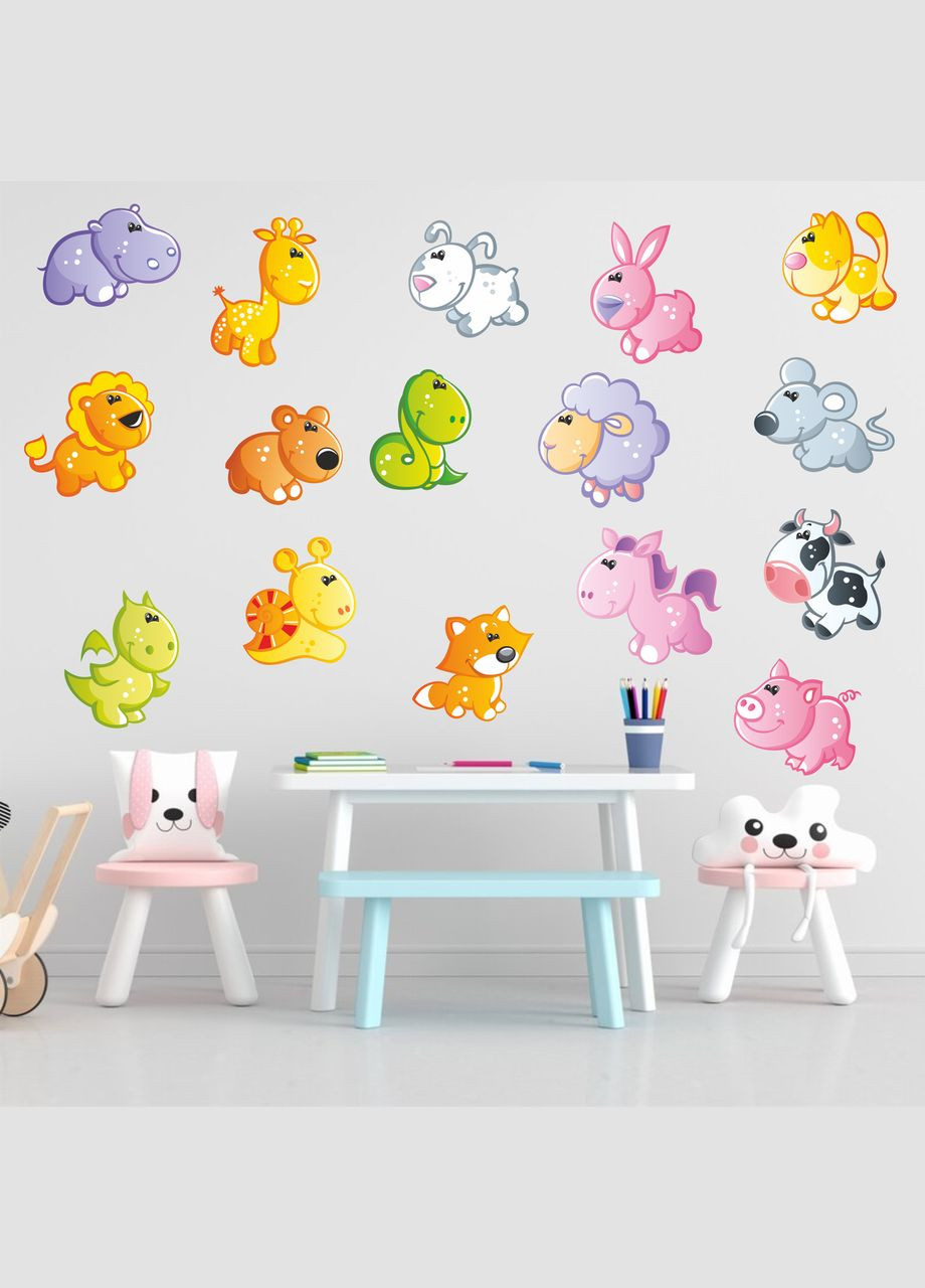 Виниловая интерьерная на стену, обои в детскую "Животные. Мультяшные животные" Кавун наклейка (316189523)
