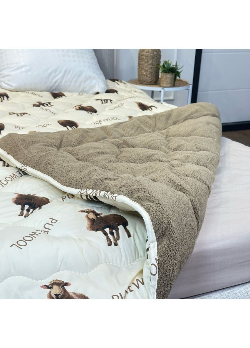 Одеяло евро открытое двустороннее из овечьей шерсти Pure Wool 21441 195х215 см капучино Arda (365964071)