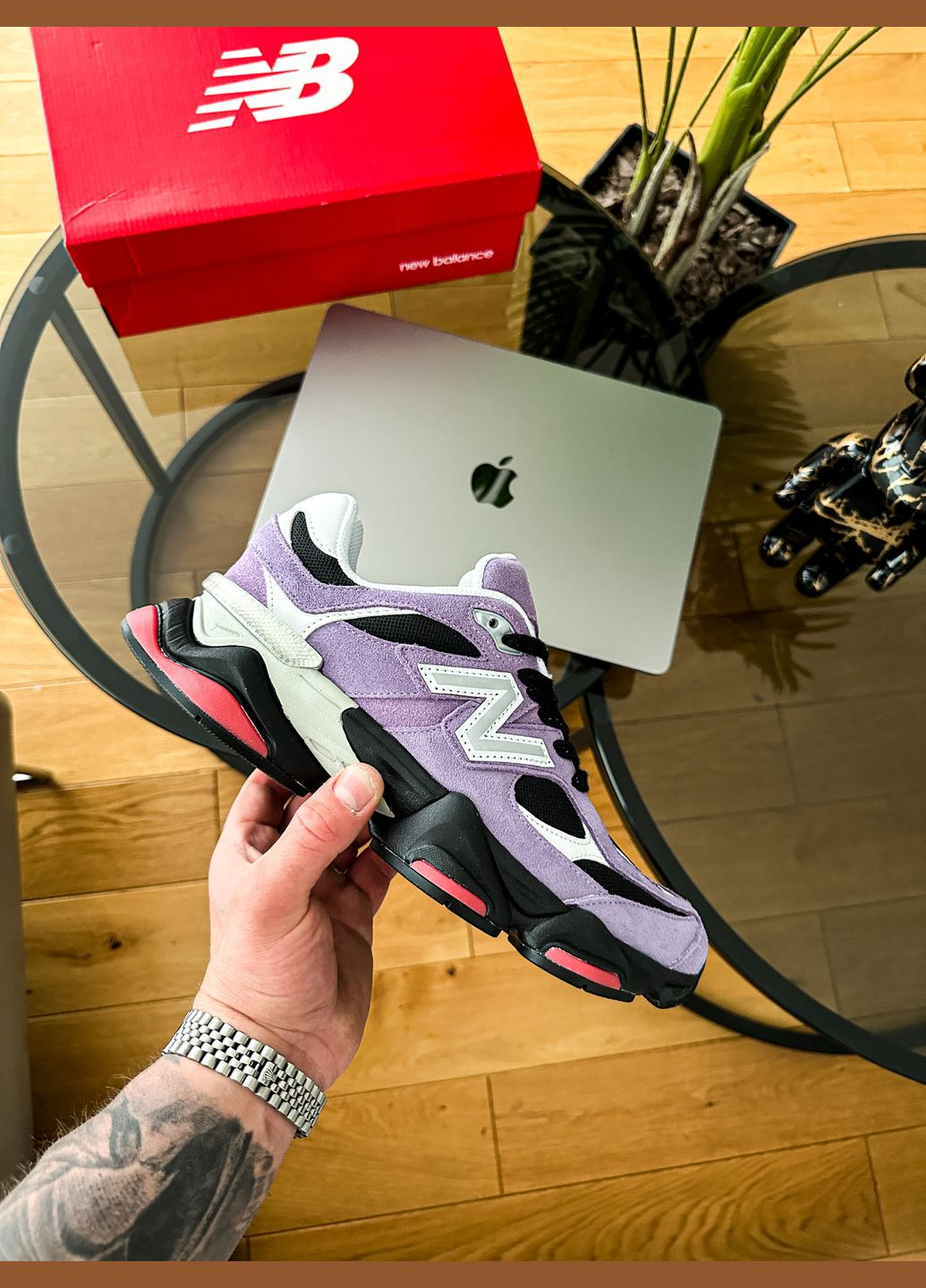 Фіолетові Осінні кросівки чоловічі і жіночі new balance 9060 violet noir | нью баланс 9060 фіолетові No Brand