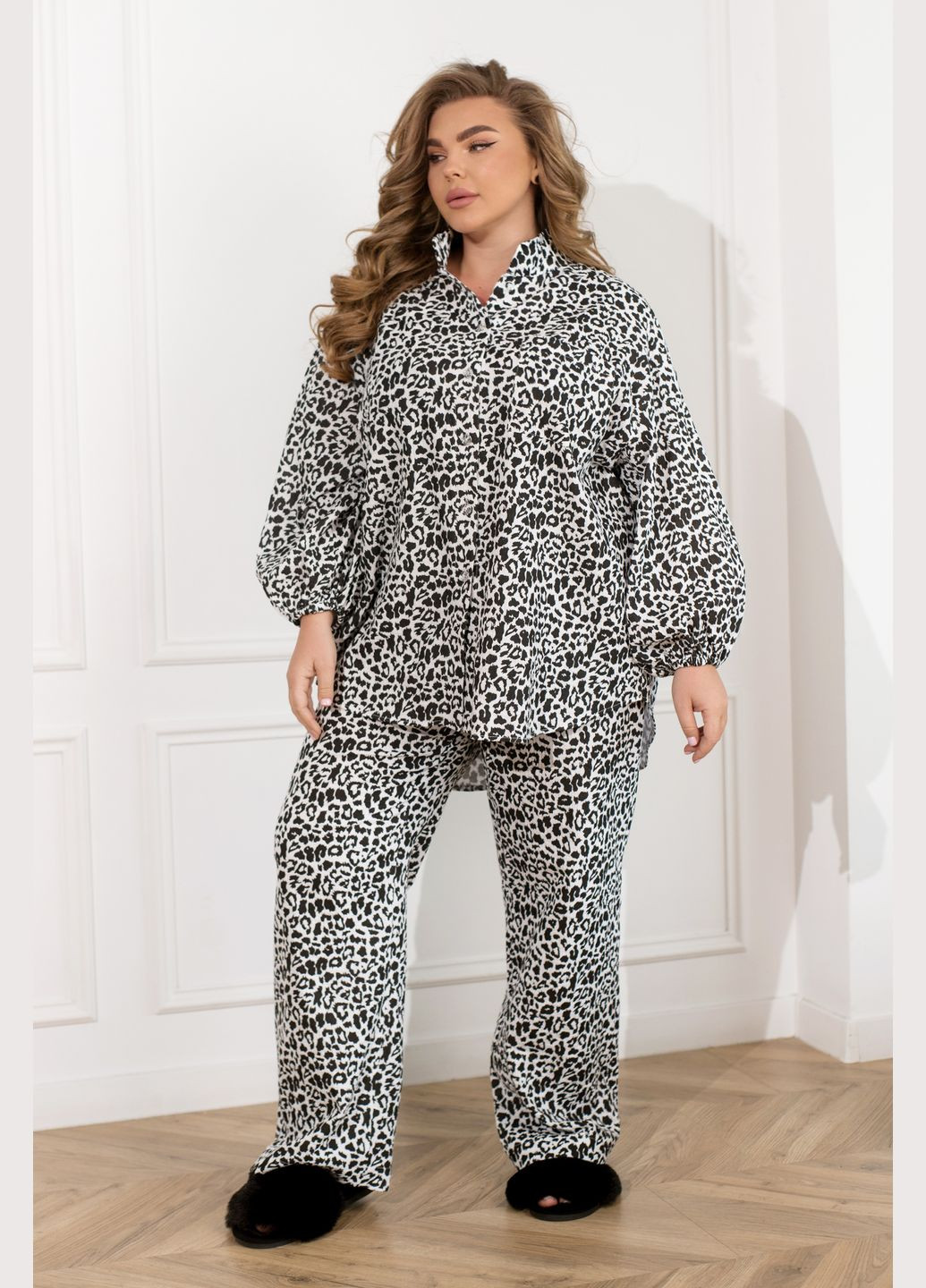 Чорна всесезон піжама сорочка + брюки Minova