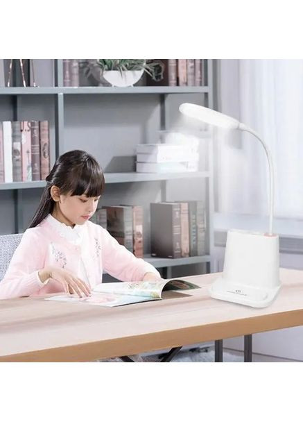 Рожева Акумуляторна настільна LED лампа Bionic Desk Lamp c USB виходом, органайзером та підставкою для смартфона Digital (363833520)