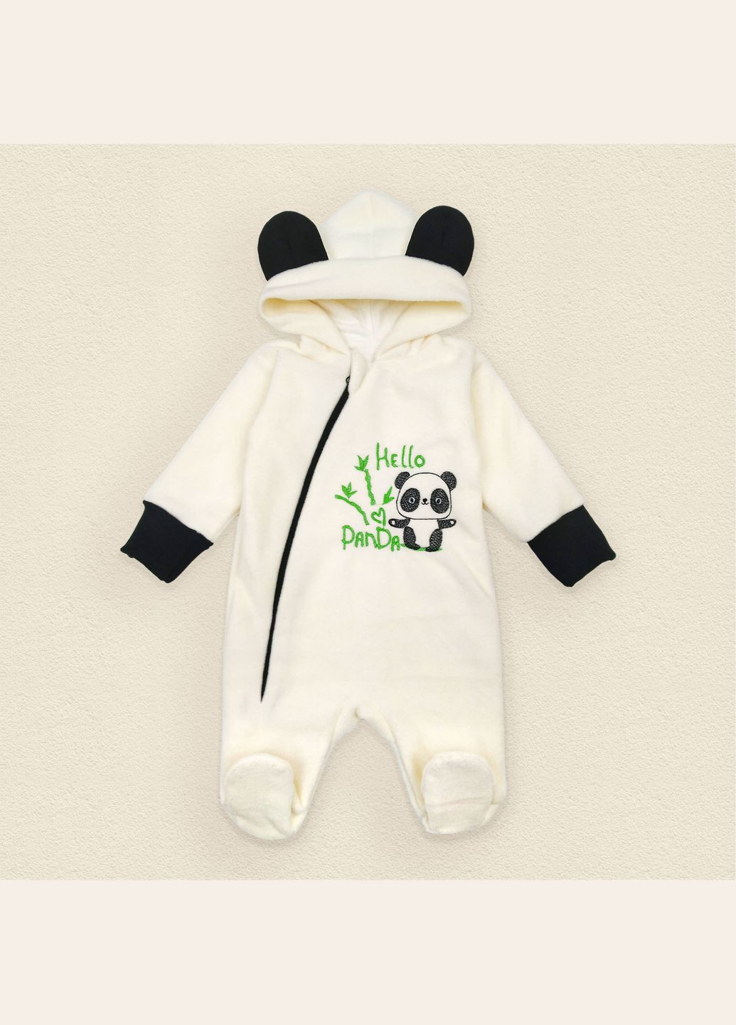 Флісовий комбінезон з підкладкою та капюшоном Panda Молочний dexter's (279760843)