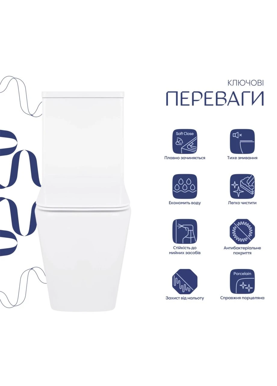 Унитаз напольный Crow Eco безободковый с сиденьем Soft-close QTCRO27W48750 Qtap (396800431)