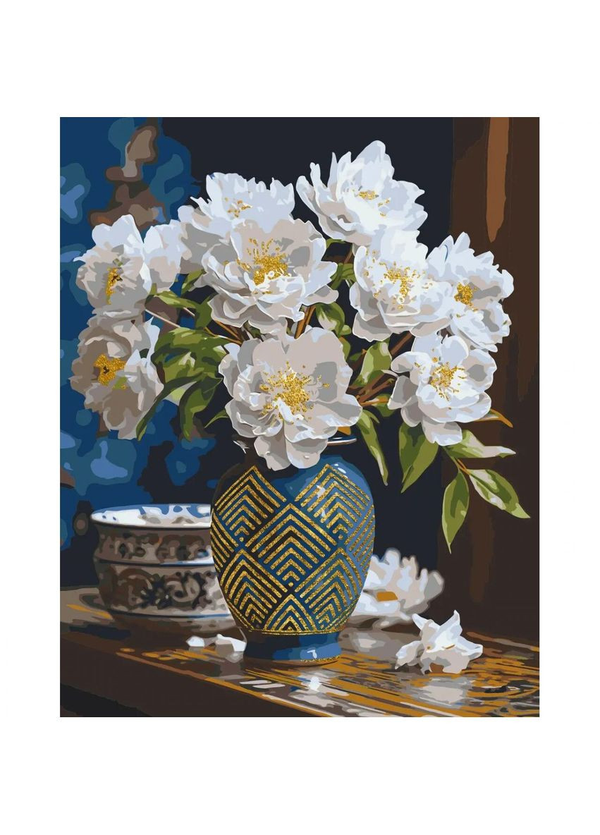 Картина по номерам с красками металлик "Белые цветы в вазе" 50x60 см MIC (292252324)