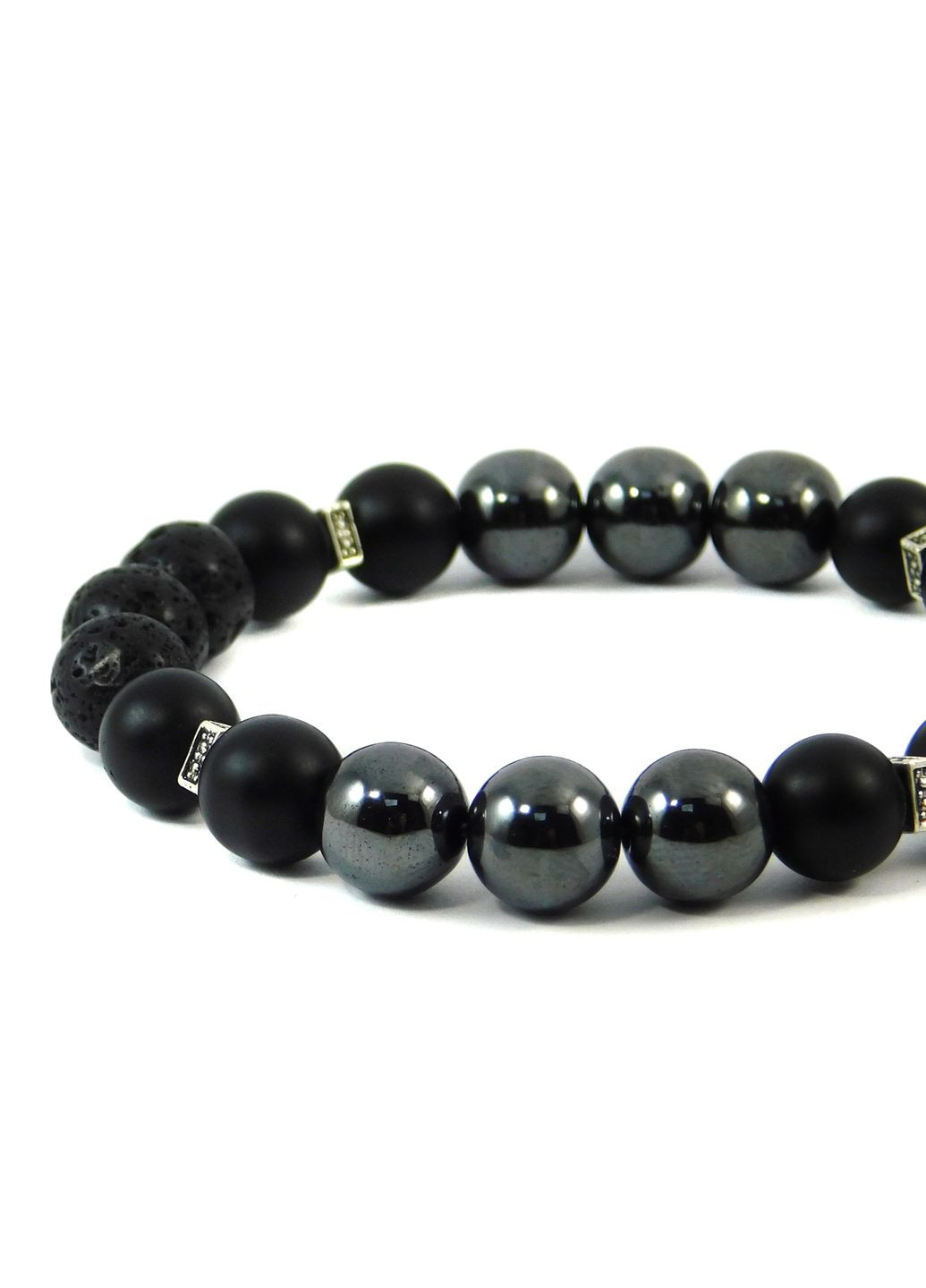 Браслет "Армані" Лава, Гематит, Шунгіт 17 Fursa fashion (322315609)