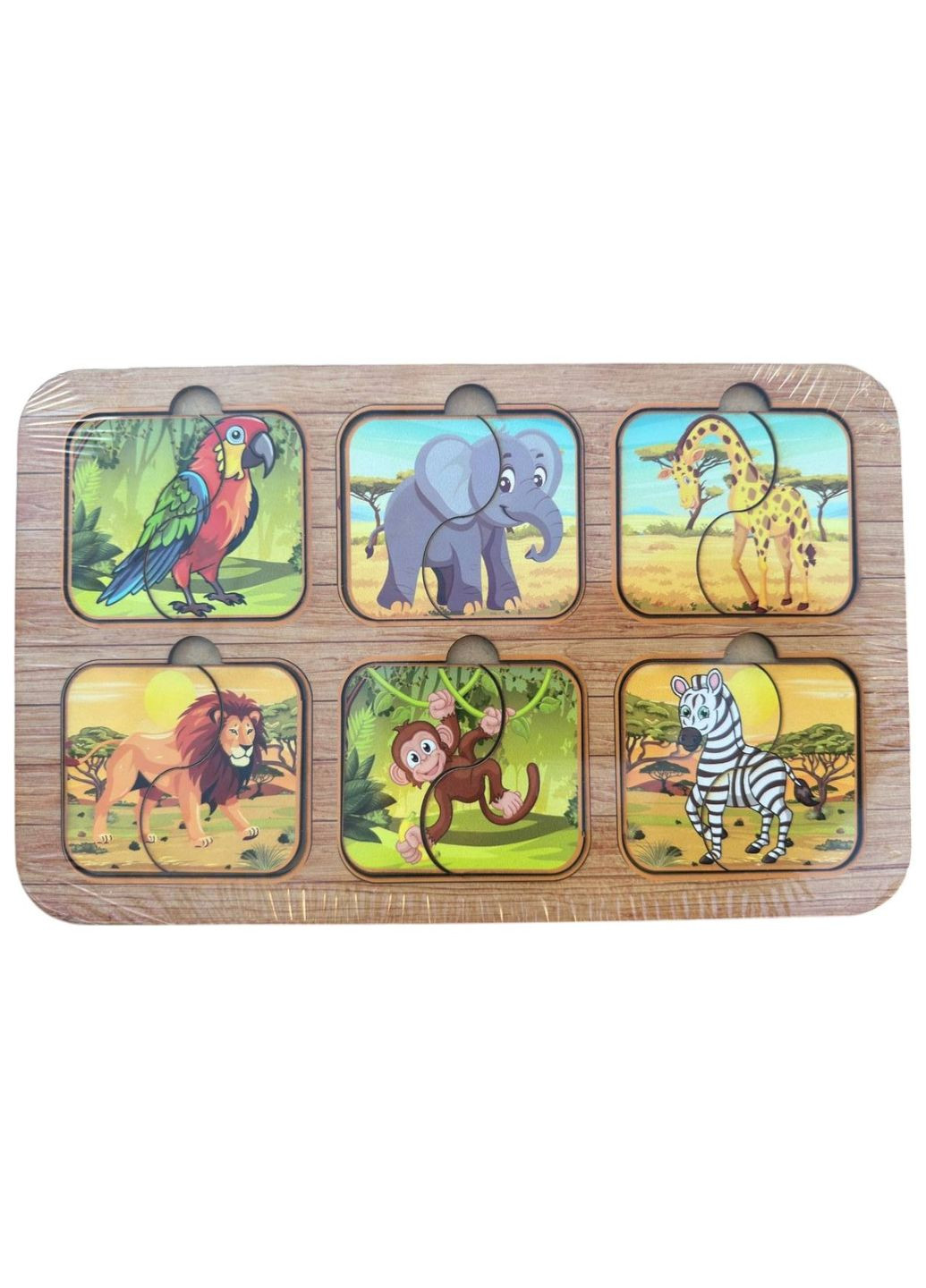 Развивающая игра для детей Пазл деревянный развивающий 6 картинок животных No Brand (330774525)