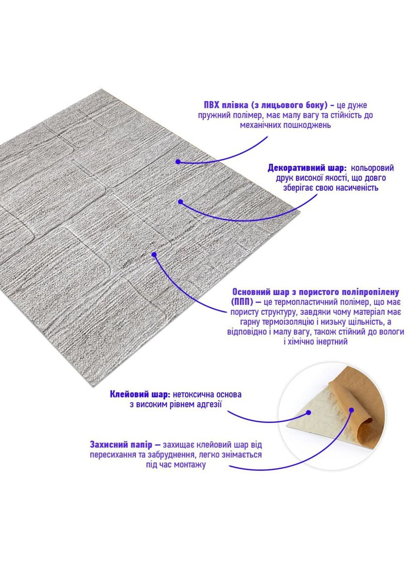 Самоклеюча 3D панель камінь кава 700х700х5мм (150) SW-00001352 Sticker Wall (316100969)