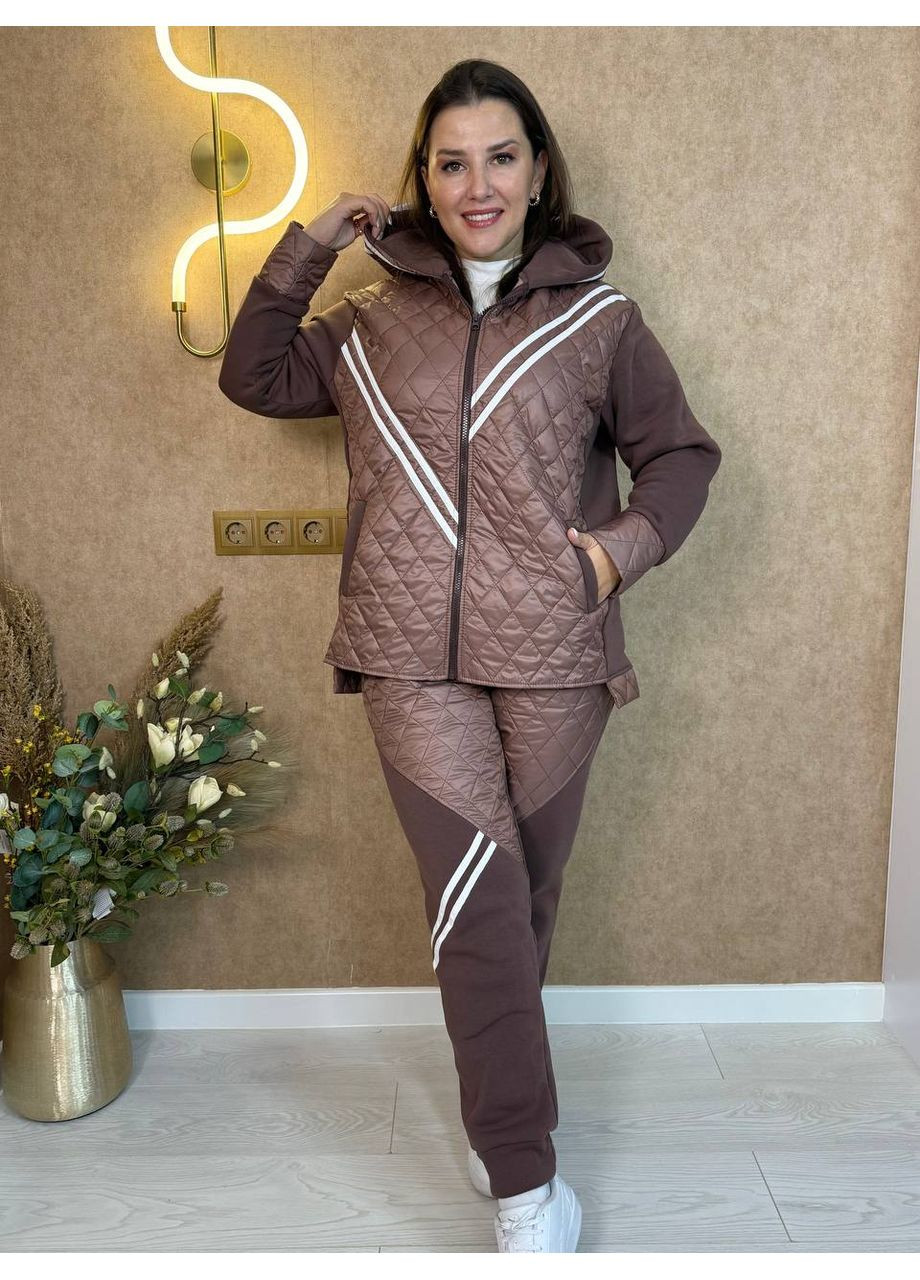 Стьоганий костюм-двійка з лампасами — ЗАМІРИ В ОПИСІ DK/DL Мода без кордонів (368458133)