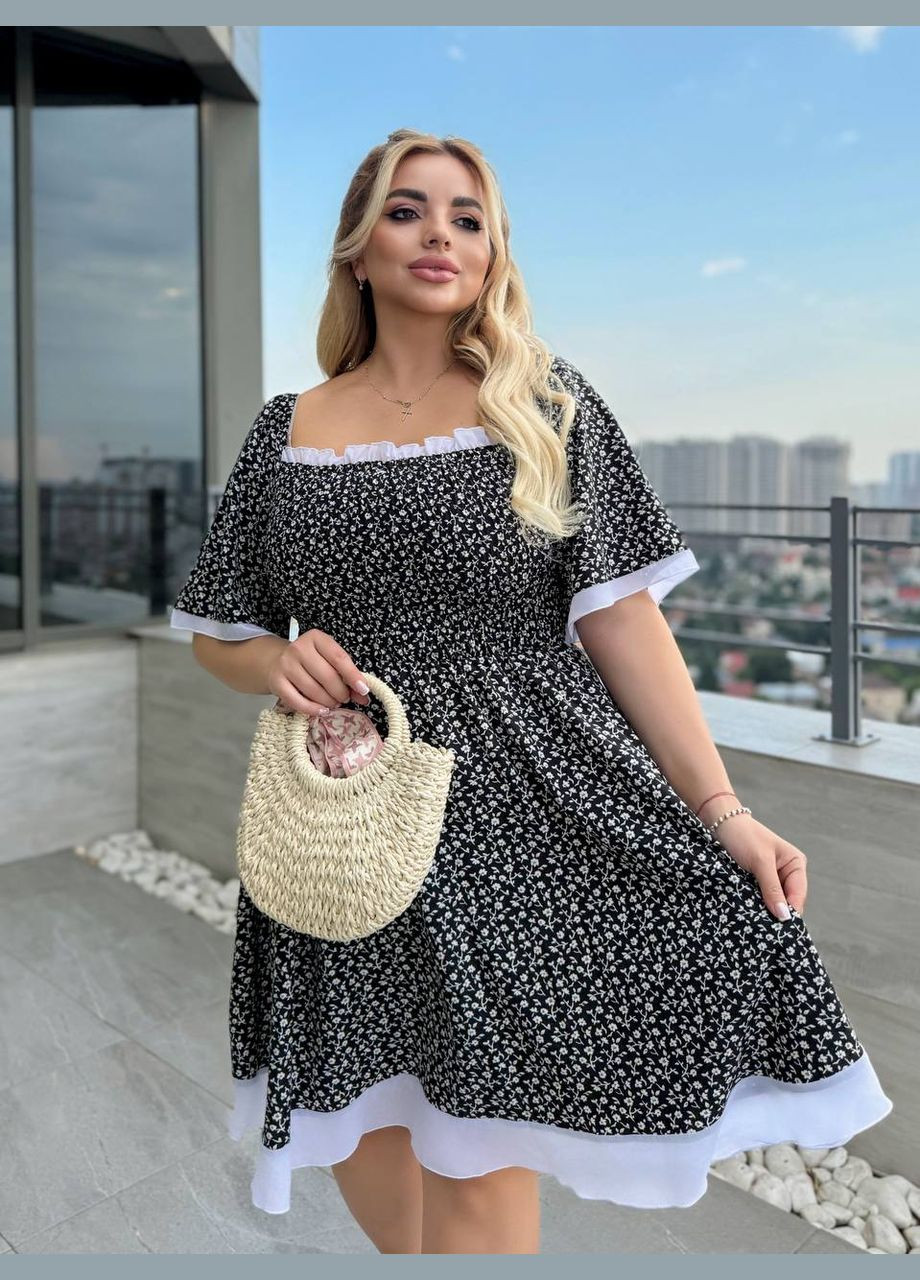 Чорна повсякденний сукня DK/DL Мода без кордонів з квітковим принтом