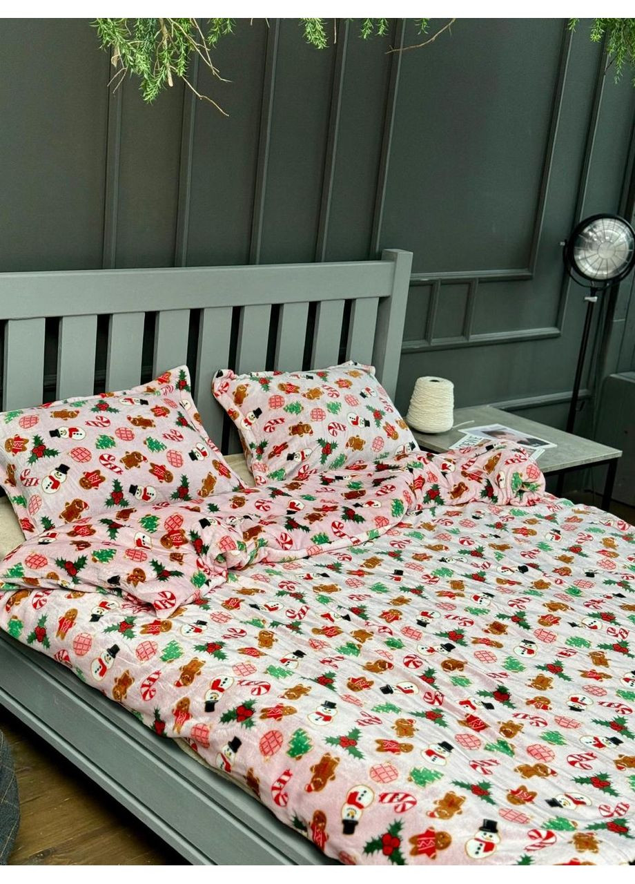 Постільна білизна Солодке Різдво, плюш Двухспальний розмір, наволочки 50/70 No Brand (364218928)