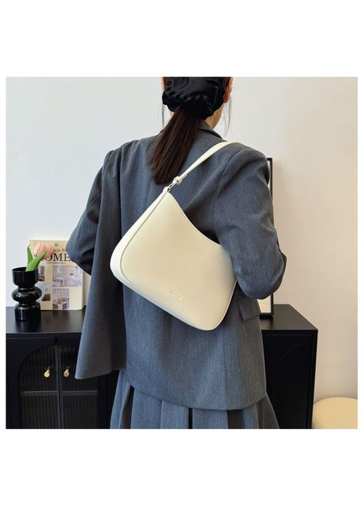 Женская классическая сумка 3222 через плечо клатч на короткой ручке багет белая молочная No Brand (313235585)