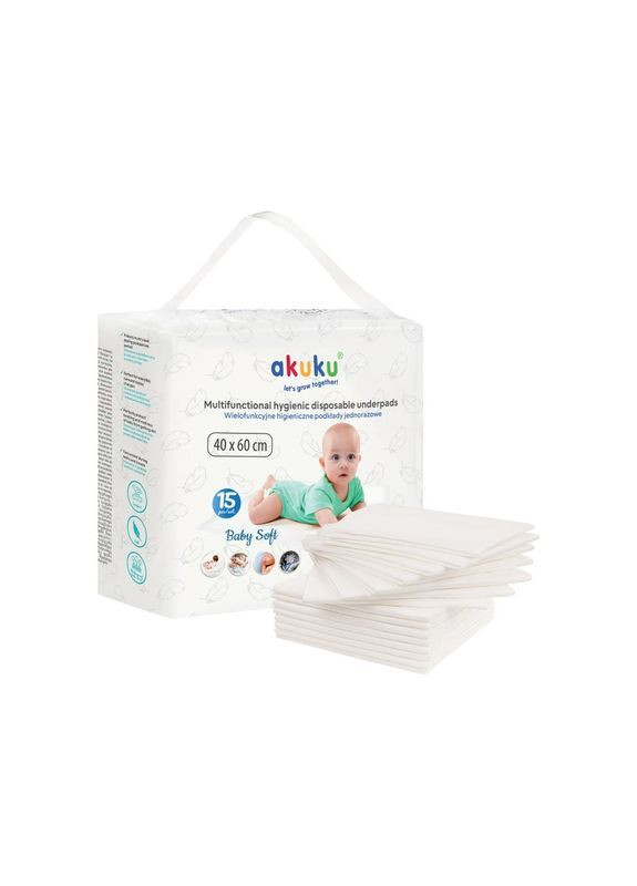 Пелюшки гігієнічні Baby Soft, 40x60 см, 15 шт. Akuku A0500 (370934497)