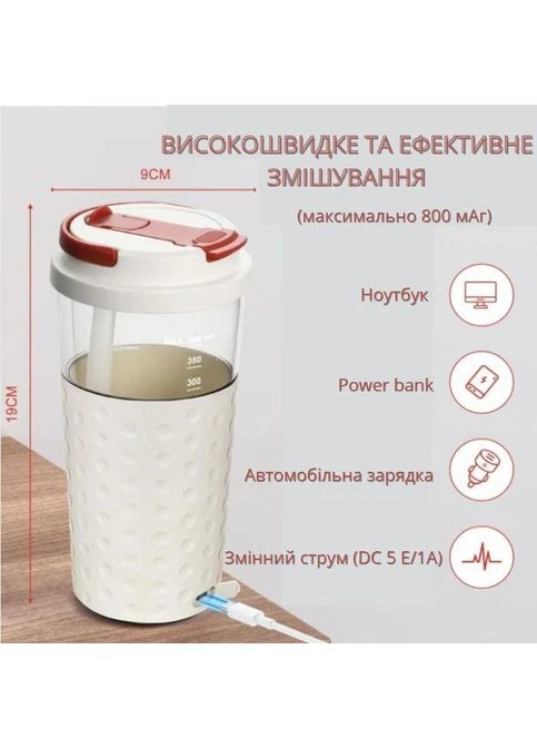 Электрический шейкер 500 мл, аккумуляторный с USB зарядкой для идеальных коктейлей No Brand (394191093)