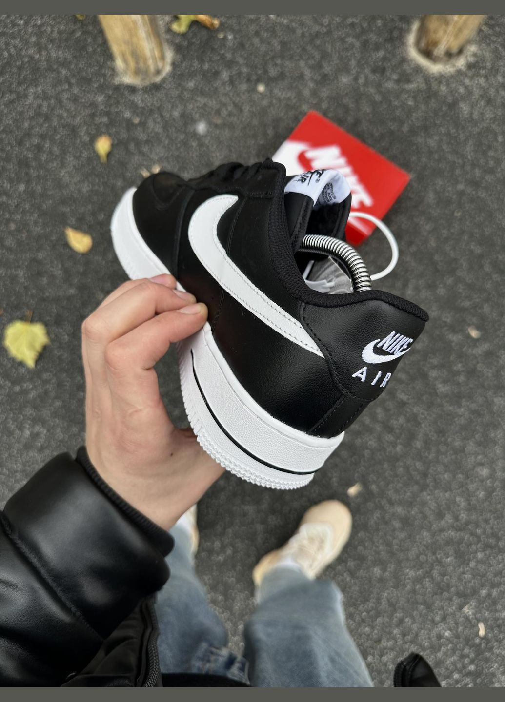 Черно-белые зимние стильные кроссовки с мехом No Brand