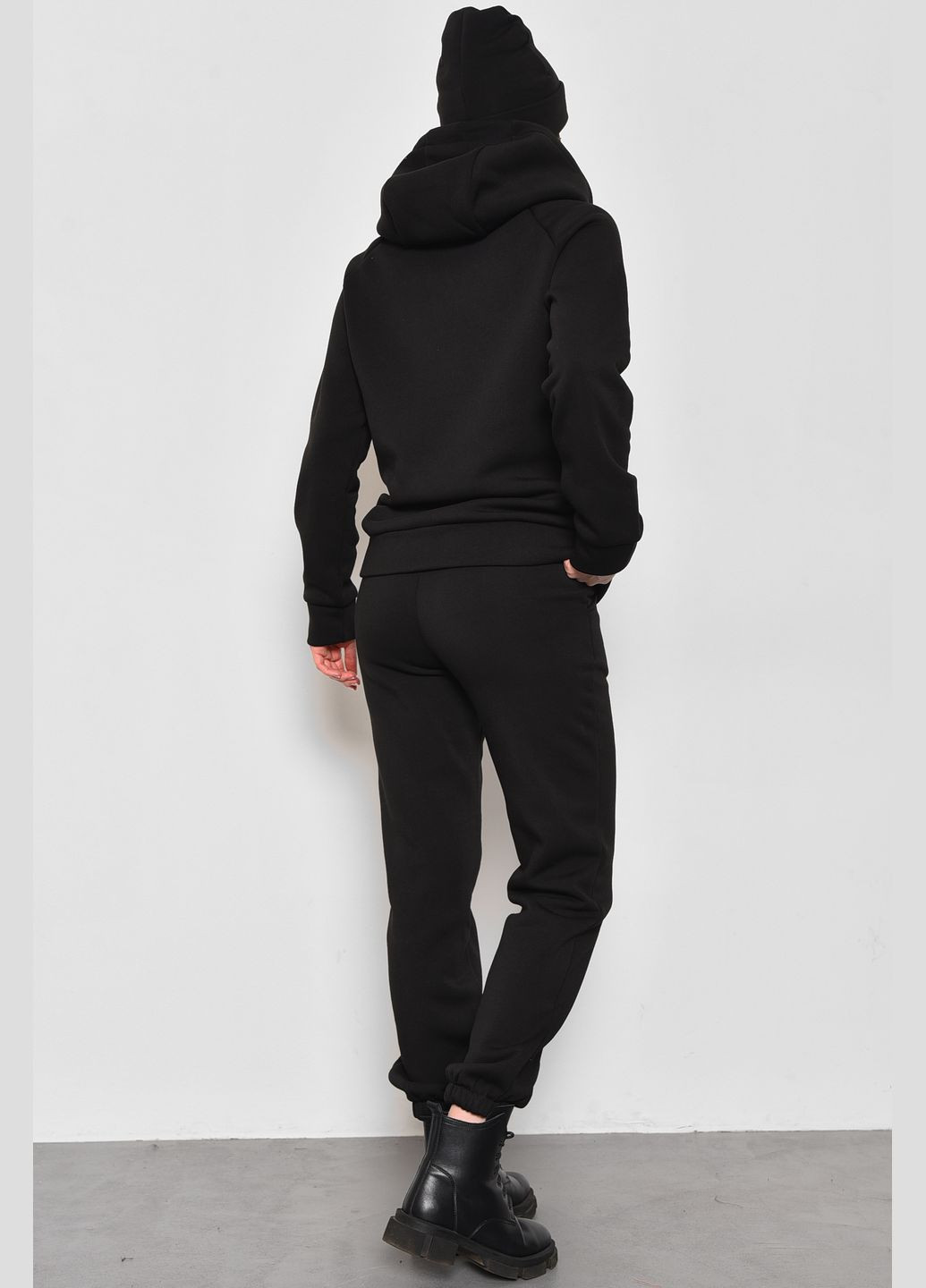 Спортивний костюм жіночий трійка на флісі чорного кольору Let's Shop (285692174)