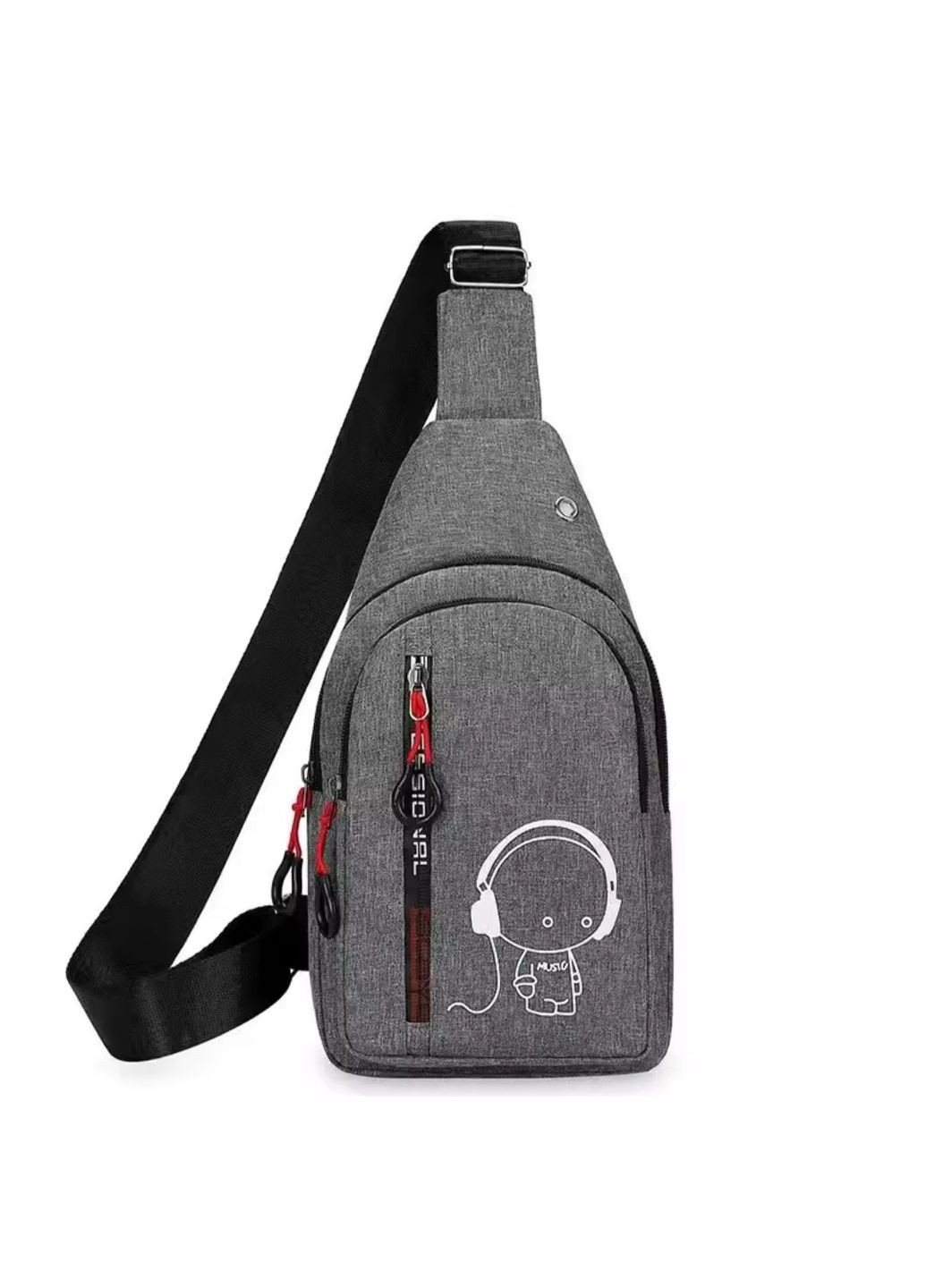 Молодіжна нагрудна сумка слінг через плече в сірому кольорі,компактний нагрудний рюкзак No Brand (370639478)