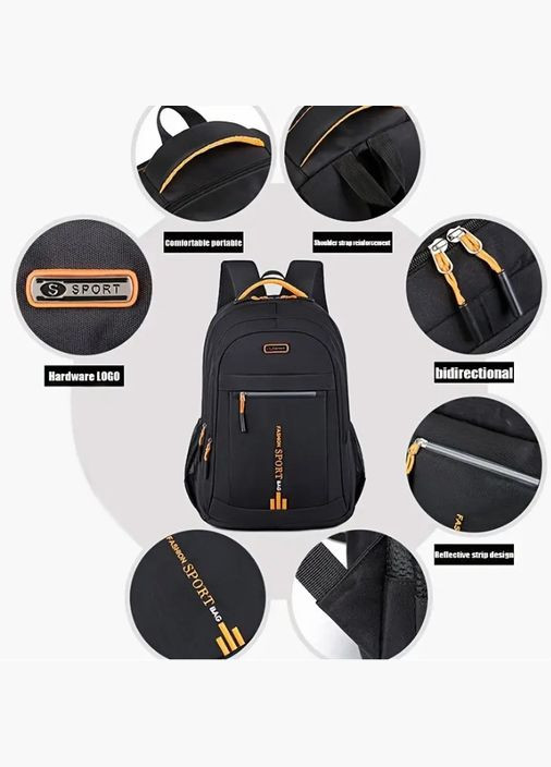 Чорний нейлоновий рюкзак великої місткості для чоловіків Fashion Sport XJXN (323645343)