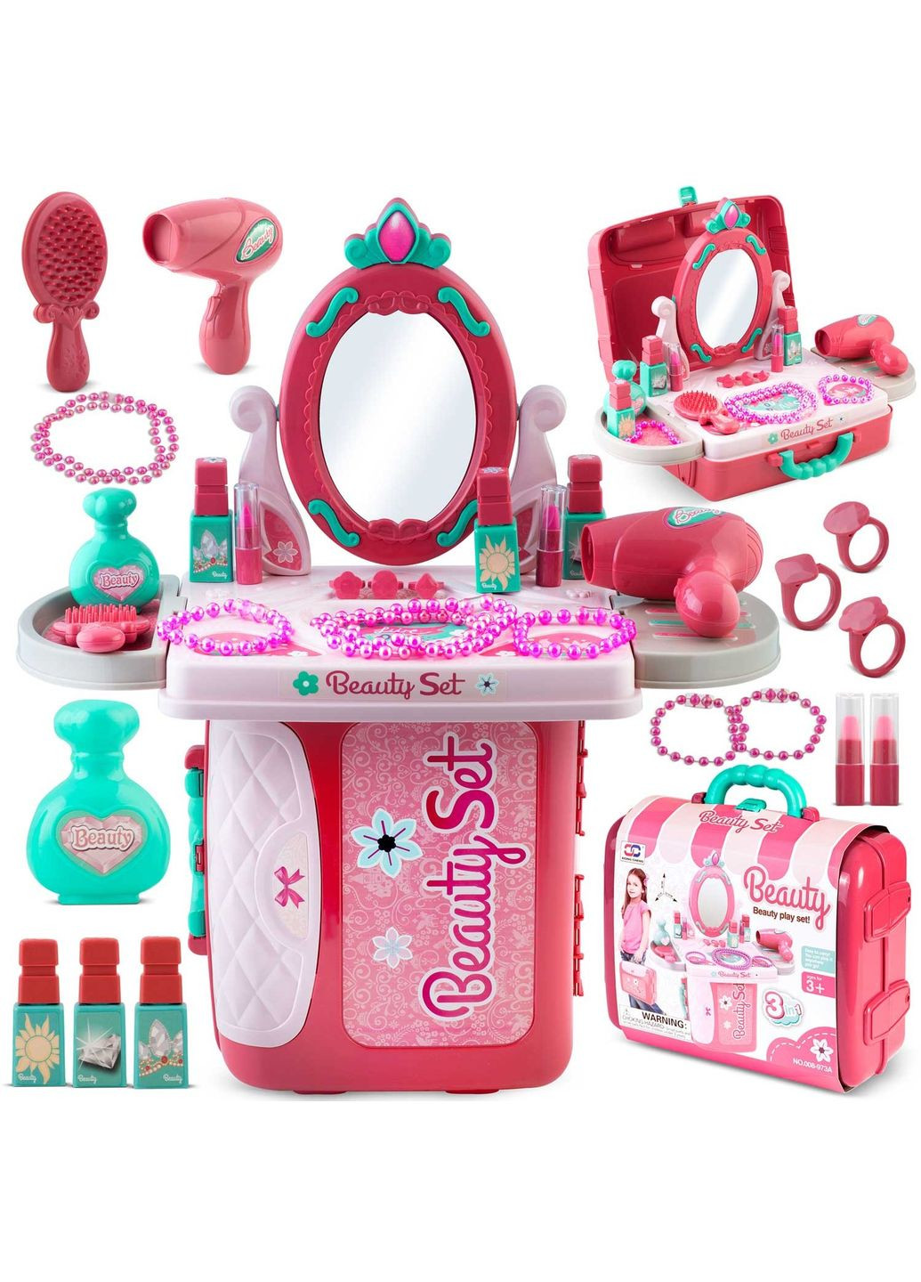 Дитячий туалетний столик 3в1 з аксесуарами XIONG CHENG (332202178)