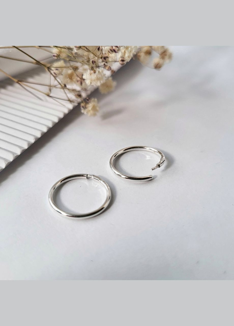 Срібна сережка кільце 15 мм поштучно (пара — оптова ціна) срібло 925 проби родоване 5001.5р No Brand (306743296)