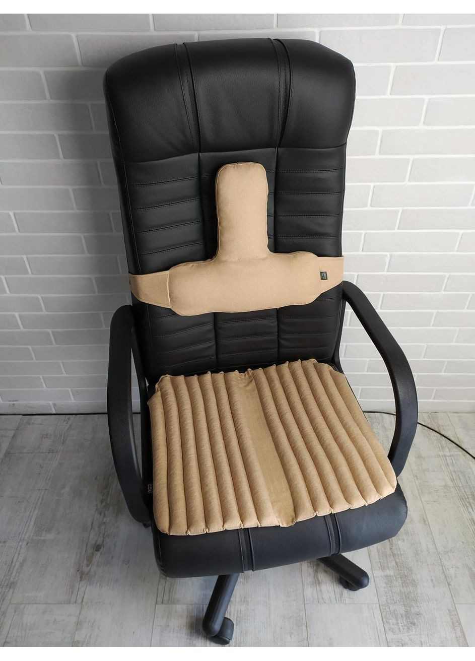 Ергономічні подушки EKKOSEAT на крісло керівника (Сидіння та спинка). Комплект 2. Бежевий. SF-1G2H-403 Ekko Seat (353718963)