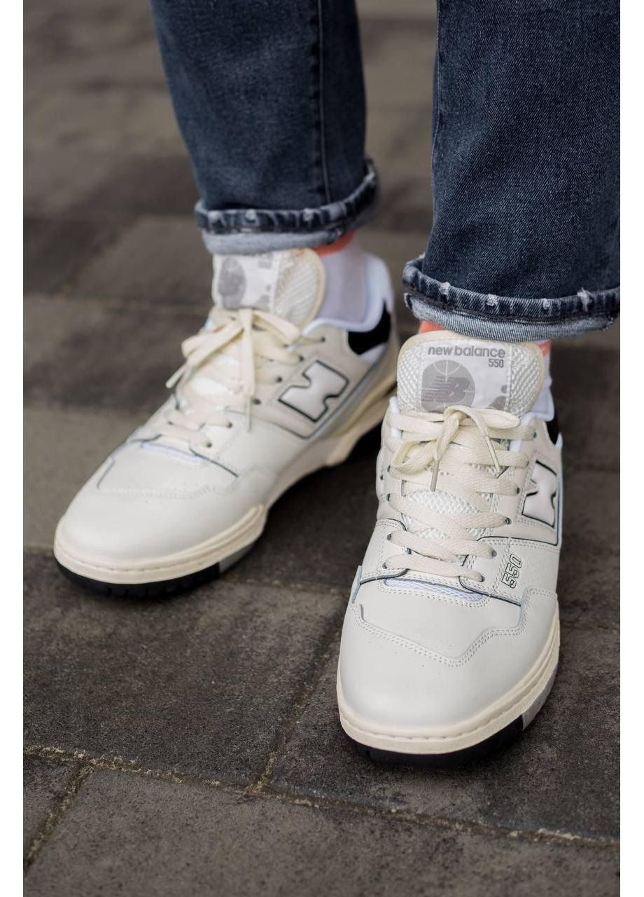 КРОСІВКИ ЖІНОЧІ NEW BALANCE 550 CREAM BLACK V2 НЬЮ БЕЛАНС 550 No Brand чорні демісезони (369387930)