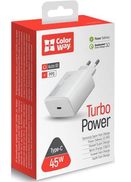 Сетевое зарядное устройство Power Delivery Port PPS USB TypeC (45W) White Colorway (301471566)