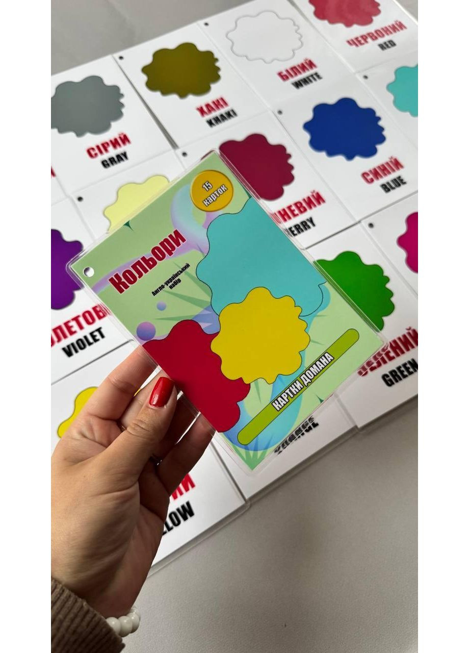 Картки Домана “Кольори” для дітей – 15 ламінованих карток А6 на металевому кільці, навчальні розвиваючі картки. No Brand (370952778)