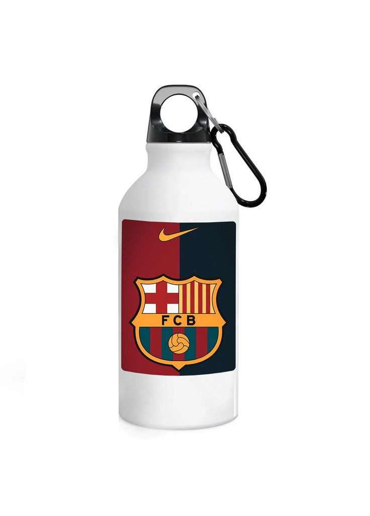 Фляга (пляшка) для води з карабіном "Барселона" Футбольна команда #021 500 мл Білий No Brand (323639943)